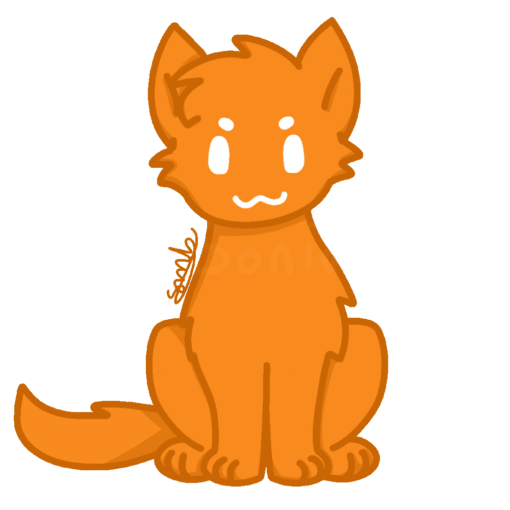 Orange furry animal wagging its tail